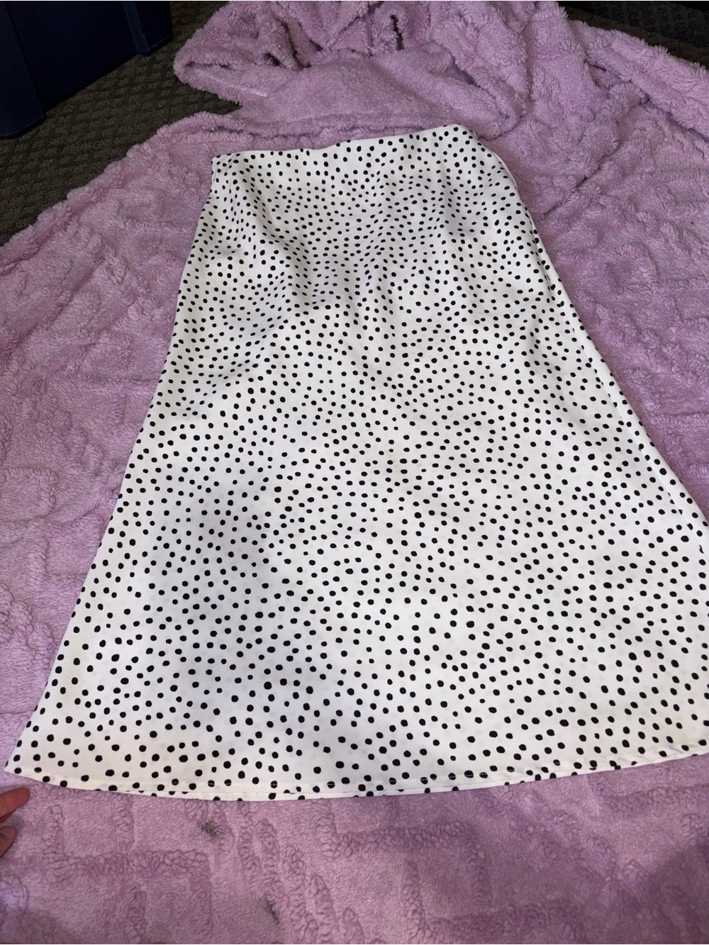 Rachel Zoe White and Black Polka Dot A-Line Midi Skirt